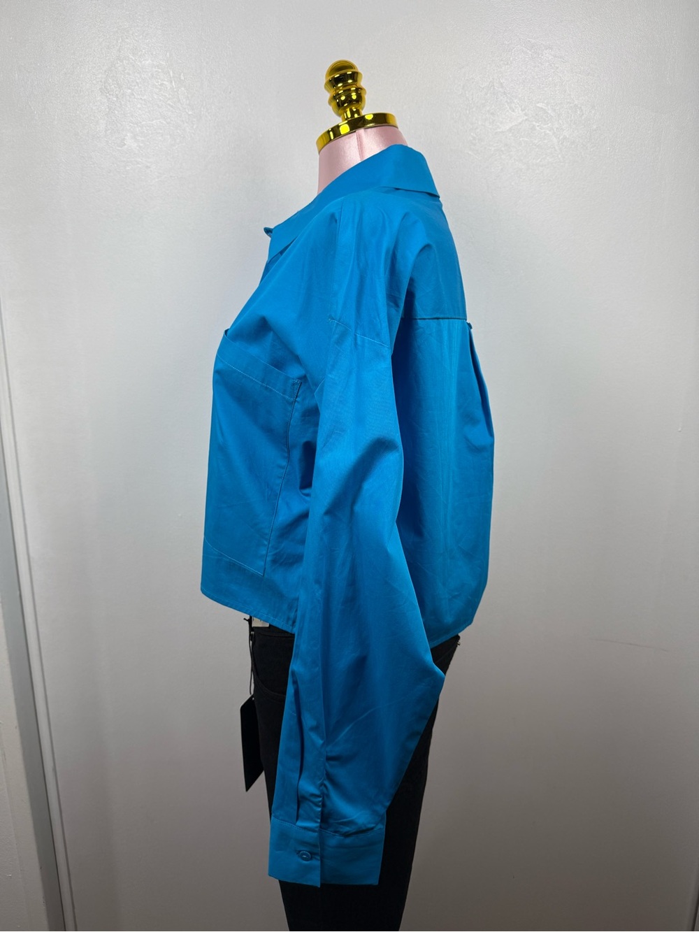 Forever 21 Bright Blue Oversized Button Down Shirt Large - Picture 7 of 8